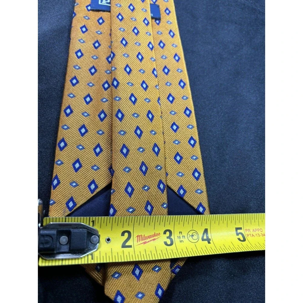 Polo Ralph Lauren Tie‎ Orange W/ Blue Diamond Geometric Pattern L:55